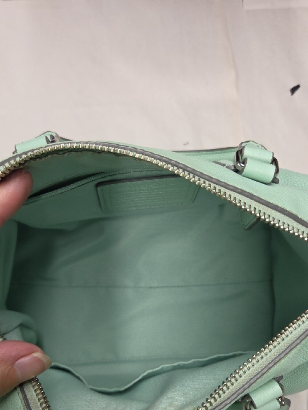 Coach Mint Green Mini Bennett Pebbled Leather Satchel with Strap - Picture 9 of 9
